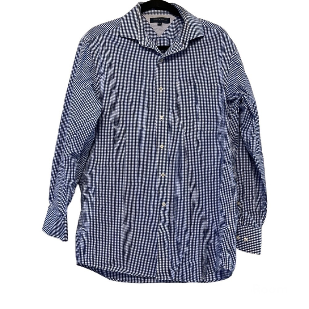 Tommyβ Hilfiger Blue & White Checkered Dress Shirt - 15.5/32-33